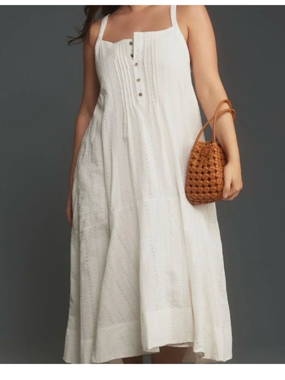 Anthropologie Pilcro sleeveless patchwork midi dress white eyelet size small